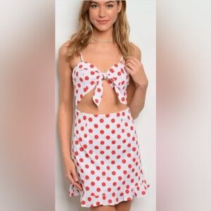 NWT Wild Honey polka dot cutout mini dress white and red size M